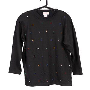 Energie bi Currents Rhinestone Sweatshirt M Womens Black Long Sleeve Crewneck